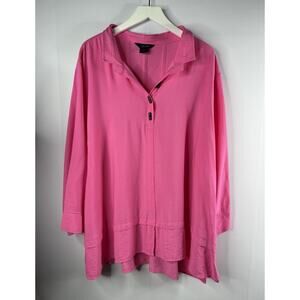 Ali Miles Tunic Top Womens 3X Pink Wired Collar Artsy Wearable Art Lagenlook